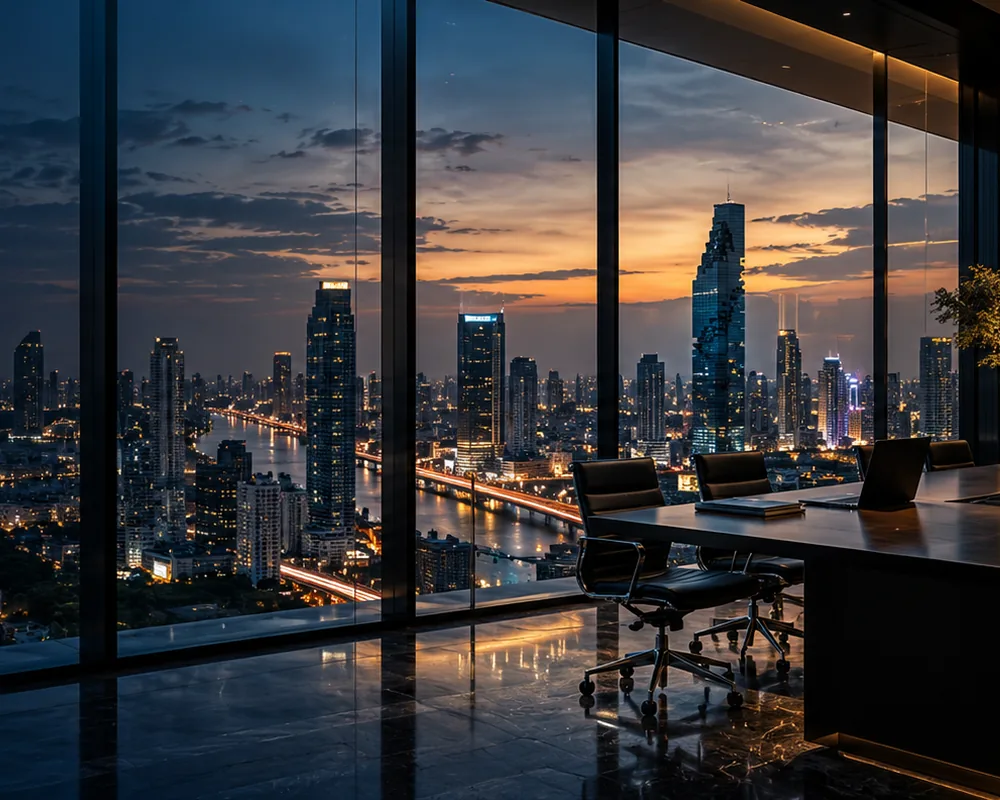 Modern urban skyline reflecting infrastructure and digital development